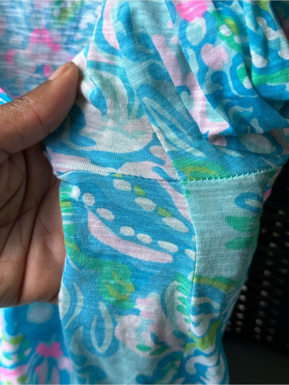 Lilly Pulitzer Etta Long Sleeve Top Blue Ibiza Aqua La Vista L - Picture 6 of 13